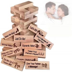 Mdy-Lot De 48 Tours De Blocs Super Coquines Blocs En Bois Empilables Pour Couples Jeu De Blocs Empilables De Tour De Culbute De Saint-Valentin - Neuf