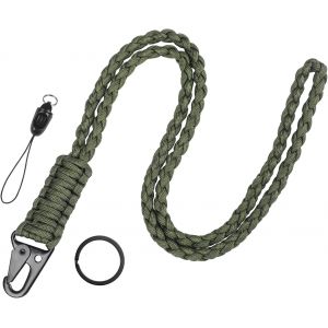 Cordon Porte-Badge Porte-Cl&eacute;s En Paracorde Tour De Cou Badge & Cordon Tour De Cou Pour Hommes Porte Badge Tour De Cou Tress&eacute; Renforc&eacute; Long Tour De Cou T&eacute;l&eacute;phone (Noir) - Neuf