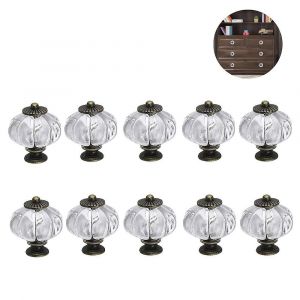 Ensemble de 10 boutons de meuble en acrylique transparent en forme de citrouille avec vis - Neuf