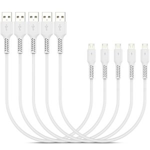 JGD-C&acirc;ble Micro USB Court 0.3m, Lot de 5 Sync et Charge 30cm Chargeur Rapide Android C&acirc;ble Compatible avec Samsung Galaxy S7 S6 S5, PS4, Motorola, Sony, Nokia (Blanc) - Neuf