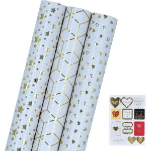 3 Rouleaux De Papier Cadeau, 43 Cm X 3 M, Papier Cadeau D'anniversaire, Parfait Pour Les Anniversaires, Noël, Mariages, Baby Shower, Fêtes, Décorations De Cadeaux De Festival - Neuf