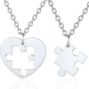 Kal-Collier Couple, Cadeau Couple, Collier Cadeau Pour Saint Valentin, Cadeau Couple Bijoux Couple Saint Valentin Femme,Puzzle Cadeau Pour Couple Petite Amie Petit Ami Mari Amis - Neuf