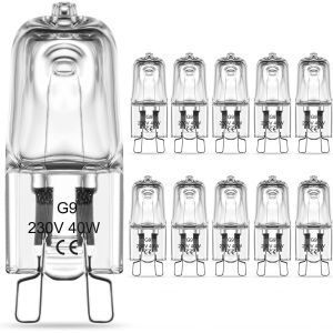 Ampoule Halogène G9 40w Blanc Chaud 2800k, G9 Ampoules Halogène Capsule Intensité Variable 230v, 370lm, Pas De Scintillement, Angle De Faisceau 360 ¿¿, Paquet De 10 - Neuf