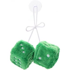 Dé à suspendre fourrure flexible avec ventouse pour voiture, décoration à suspendre, à pois, pour intérieur de voiture, maison, bureau, 6 cm, vert - Neuf