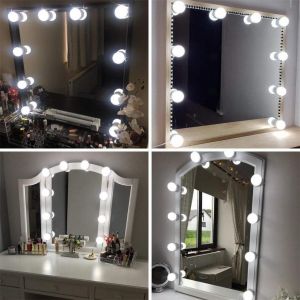 Fabur-Kit De Lumière Led Pour Miroir Cosmétique De Courtoisie De Hollywood Pour Maquillage, Lampe De Coiffeuse Table,4 Mètres,10 Ampoules Led, Miroir Non Inclus [Classe Énergétique A+] - Neuf