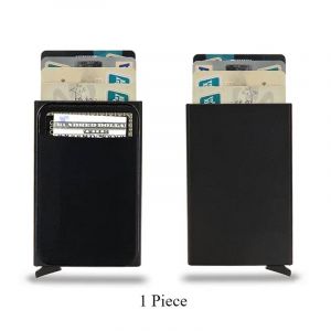 Porte-cartes de cr&eacute;dit et d'identit&eacute; magique pour hommes,anti-RFID,blocage,prot&eacute;g&eacute;,mince,minimaliste,petit,&eacute;tui en m&eacute;tal--W20 Black - Neuf