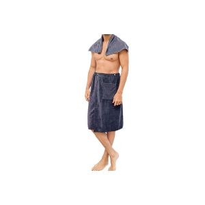 Serviette De Bain Portable Pour Homme Avec Bouton-Pression Ajustable Et Poche - Grise - Neuf