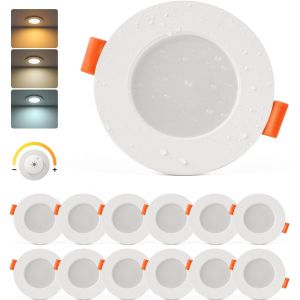 Ulteronixshop-Spot Led Encastrable Dimmable, Lot De 12 Spot Salle De Bain Ip44 Blanc Chaud 3000k Blanc Neutre 4000k Blanc Froid 6500k, 4w Spots De Plafond 68mm, Spots Extra Plat Pour Cuisine Salon - Neuf