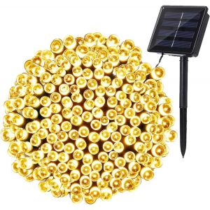 Kal-Guirlande Lumineuse Exterieur Solaire, 20m 200 Led Guirlande Solaire Intérieur Étanche 8 Modes Lumière Lampe Décoratives Pour Jardin Patio Arbres Clôture Maison Noel Mariage (Blanc Chaud) - Neuf