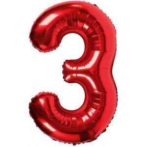 Number 3 Globe Red 100 Cm Giant Balloon Mylar Large Ideal For Parties Suitable For Helium - Neuf