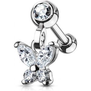 Kal-Boucle D Oreille Femme Homme Enfant Mixte Acier Blanc Transparent Oxyde De Zirconium - Neuf