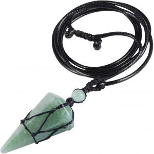 Trahoo-Chakra Pierre De Cristal Collier Hexagonal Pour Femme Et Homme, Pointé Prisme Protection Pendentif En Pierre Precieuse D'énergie Avec Cordon Ciré 19.5""-33.8 - Neuf