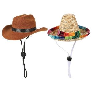 2 Chapeaux De Cowboy &Eacute;l&eacute;gants Pour Petits Chiens Et Chiots - Confortables, R&eacute;glables, Parfaits Pour Les Photos Et Les Aventures - Neuf