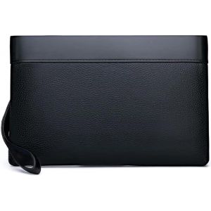 nzqaf-Pochette Homme Cuir PU, Sacs à Main Homme avec Dragonne Petite Sacoche d'affaires Portefeuille Hydrofuge Léger pour Voyage Loisirs Bureau - Neuf