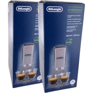 JGD-Lot de 2 d&eacute;tartrants 500 ml pour machine &agrave; caf&eacute; DeLonghi 5513296041 SER3018 DLSC500 EcoDecalk avec brosse de nettoyage pour machine &agrave; caf&eacute; automatique - Neuf