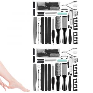 Kit De P&eacute;dicure 25 En 1 - 2 Kits De Soins Des Pieds Comprenant Une R&acirc;pe, Un Repousse-Cuticules, Un Dissolvant De Callosit&eacute;s Et Plus Encore. - Neuf