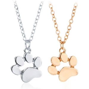 Kal-Collier Avec Pendentif Imprimé Pataute(Or+Argent),Collier Avec Pendentif Empreintes De Pattes De Chien,Cadeau Pour Femme Et Fille,Bijoux Minimalistes Pour Femmes Et Filles, Acier Allié - Neuf