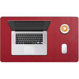 DDA-Sous-Main Bureau, Tapis de Bureau, Tapis de Clavier et Souris, Tapis de Portable, Pad Écriture, Mouse Pad, pour Bureau/Maison/Gaming, PU Étanche+Suède Antidérapant 60 x 35cm (Bordeaux Rouge) - Neuf