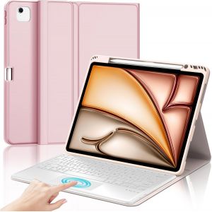 Coque Clavier avec Trackpad pour iPad Air 13 Pouces 2025 (M3/M2), AZERTY Fran&ccedil;ais Clavier D&eacute;tachable avec Touchpad pour iPad Air 13"" 2025 A2898/ A2899/ A2903/ A2904, Rosa - Neuf