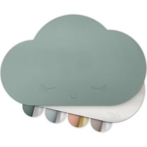 Eryi-Set De Table Pour Enfants - Nuage - Lavable - En Cuir Synthétique Sans Bpa - Pour Tout-Petits Et Bébés - 2 Couleurs (Vert Océan/Gris) - Neuf