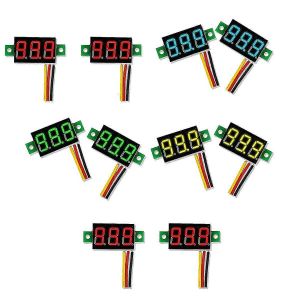 Mini DC Voltm&egrave;tre Affichage 3-Fils DC 0-100V Voltage Testeur 10PCS 0,28 pouces LED panneau 4 couleurs combiner - Neuf