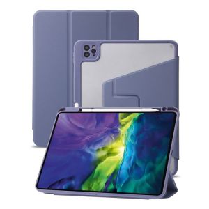 Housse Smart 360° En Cuir Acrylique Pour Ipad Air 13 (2024/2025) Et Pro 12.9 (2022) - Lavande Violet Gris - Neuf