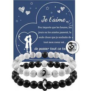 Kal-Bracelet Couple Amoureux Pour 2 Cadeau Couple Bracelet Aimant&eacute; 2 Pcs Cadeau Pour Son Copain Mari &Eacute;pouse Amie - Neuf