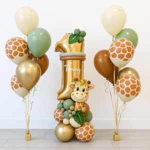 1. Ensemble de décoration d'anniversaire de la jungle-Ballons décoratifs pour garçon-1 an-Décoration d'anniversaire d'enfant-1er anniversaire-Pour la maternelle - Neuf