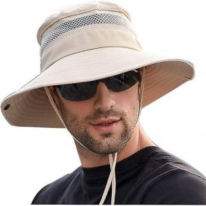 Chapeau De Soleil Hommes Femmes Randonnée Safari Cap Extérieur Pliable Été Seau Chapeau Anti Uv Chapeau De Pêcheur,Beige - Neuf
