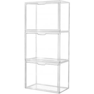 Lbgwp60-Lot De 3 Organ Urs De Rangement En Plastique Transparent Pour Sac À Main Avec Porte Magnétique, Bacs De Rangement Anti-Poussière Pour Livres, Jouets, Chapeaux (Transparent) - Neuf