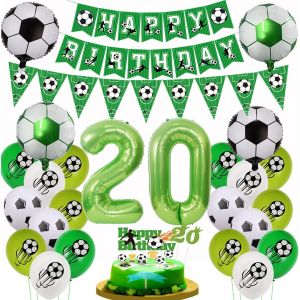 Ballon De Foot 20 Ans Anniversaire, 20 Ans Decoration Anniversaire Football, Vert Foot 20 Ans Anniversaire Garçon, 20 Ans Foot Gâteau Topper, Ballon De Football 20 Ans Garçon Foot Déco Gâteau - Neuf