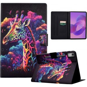 Coque Pour Lenovo Idea Tab Pro (12,7 Pouces 2025 Tb-373Fu Tb-375Fc Étui En Cuir Pu Housse Avec Fente Pour Carte Support Etui Tablette Housse Pour Lenovo Idea Tab Pro-Girafe Colorée - Neuf