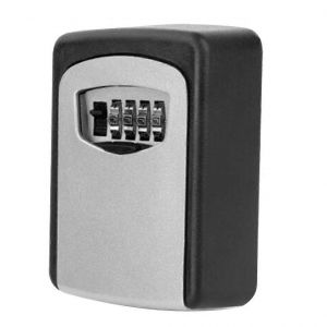 Coffre-fort mural ext&eacute;rieur &agrave; 4 positions avec serrure &agrave; combinaison - Gris (1 pi&egrave;ce) - Neuf