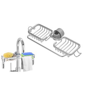 Organisateur D'&eacute;vier Avec Porte-&Eacute;ponge Amovible Et &Eacute;gouttoir - Neuf