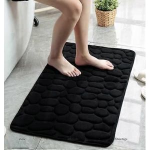 tapis de bain tapis de sol de salle de bain ensemble de tapis de bain en mousse à mémoire de forme tapis de bain antidérapant lavable (40x60cm,noir) - Neuf