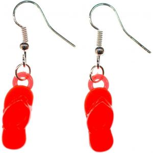 Kal-Fetes Sandales De Boucles D'oreille Flops Rouge - La Main De Mode Bijoux Argenté Boucles D'oreille - Neuf