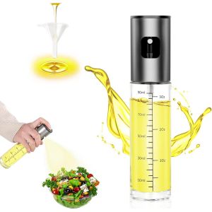 Bouteille D'huile De Cuisine, Vaporisateur D'huile De Cuisson 100 Ml Avec Graduation, Verre Et Acier Inoxydable, Pulvérisateur Distributeur Pour Friteuse, Gril - Neuf