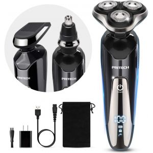 Chenquansarl-Rasoir Électrique Pour Hommes 3 En 1 Rasoir Électrique Avec Tondeuse De Précision Tondeuse À Barbe Ipx7 Rasoir Rotatif Sur Peau Humide Et Sèche Rasoir Pour Le Vi Sans Fil - Neuf