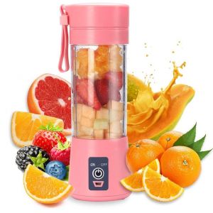 Extracteur de jus portable Rose, mixeur électrique USB, mini mixeur portable pour milkshakes et smoothies, mixeur de jus de 380 ml avec six lames, idéal pour mélanger - Neuf