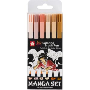 Loc-Koi Feutre Coloriage Manga Set De 6, Couleurs Assorties | Marqueurs Pointe Feutre Pour Dessins Bd & Illustrations - Neuf