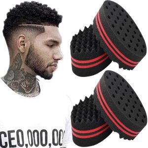 4 Pieces Magic Sponge Hair Brush,Sponge Hair Brushes With Small Holes,Wavy Hair Brushes,Afro Hair Brushes,For Home And Barber - Neuf