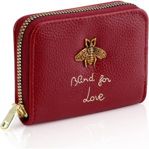 Porte Carte Portefeuille Femme, 12 Fentes Cuir V&eacute;ritable Etui Anti RFID Porte Monnaie Portefeuilles et Porte-Cartes Wallet pour Cadeaux Femmes Homme (Wine Red) - Neuf