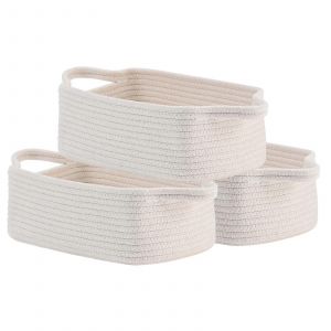 Petit Panier Tress&eacute; 12x8x4.5 Pouces &Agrave; La Corde Blanche Bac De Rangement Pour Organiser Des &Eacute;tag&egrave;res Penderie Jouets Pour Chien Paniers-Cadeaux - Neuf