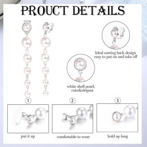 Cmjaagur-8 Paires Longues Boucles D'oreilles Clip Pour Femme Mode Croix Papillon Étoile Perles Boucles D'oreilles Pendantes Argent/Or Hypoallergénique Boucles D'oreilles Clips Oreilles Non P[M703] - Neuf