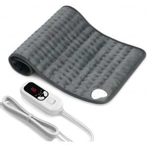 JGD-Coussin Chauffant &Eacute;lectrique pour Dos &Eacute;paules Abdomen 6 Niveaux de Temp&eacute;rature 4 R&eacute;glages de Minuterie Chauffage Rapide Arr&ecirc;t Automatique Lavable en Machine (Gris Fonc&eacute;, 60 x 30cm) - Neuf