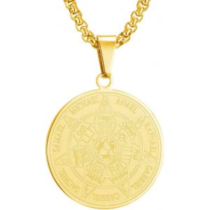 Kal-Collier Talisman De Médaille Sceau Des 7 Archanges Pour Homme Femme Talisman Pentagramme De Salomon Amulette De Protection MagiqueU2026 - Neuf