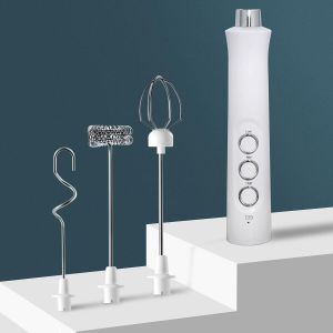 Sans Fil Portable Mousseur À Lait - 3 Vitesses Pour Le Café, Le Lait, Les ?ufs Et Boissons - Blanc - Neuf