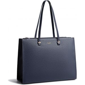 KALANKA-- Sac à Main Cabas Fourre-Tout Femme Grande Taille XL - Porté Epaule Cours Lycée Travail Business Format A4 - Sac Simili Cuir Shopper Anse Longue Sacoche Ordinateur - Bleu - Neuf