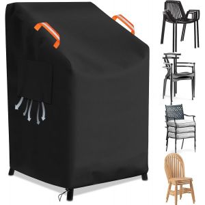 Housse de chaises empilables en tissu Oxford 600DPVC r&eacute;sistant &agrave; la d&eacute;chirure pour chaises empilables, coupe-vent, r&eacute;sistante &agrave; l'hiver, protection UV et neige, pour prot&eacute;ger les meubles de - Neuf
