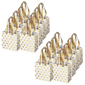 Petits Sacs-Cadeaux Avec Ruban Poign&eacute;es d'Or Mini Sac de Cadeau,(m&eacute;tallique Points 16 Pack en Vrac) - Neuf